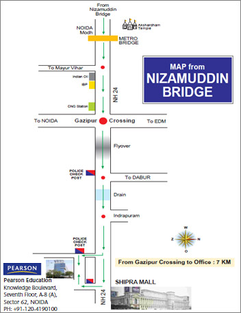 Location Map of Pearson Education India